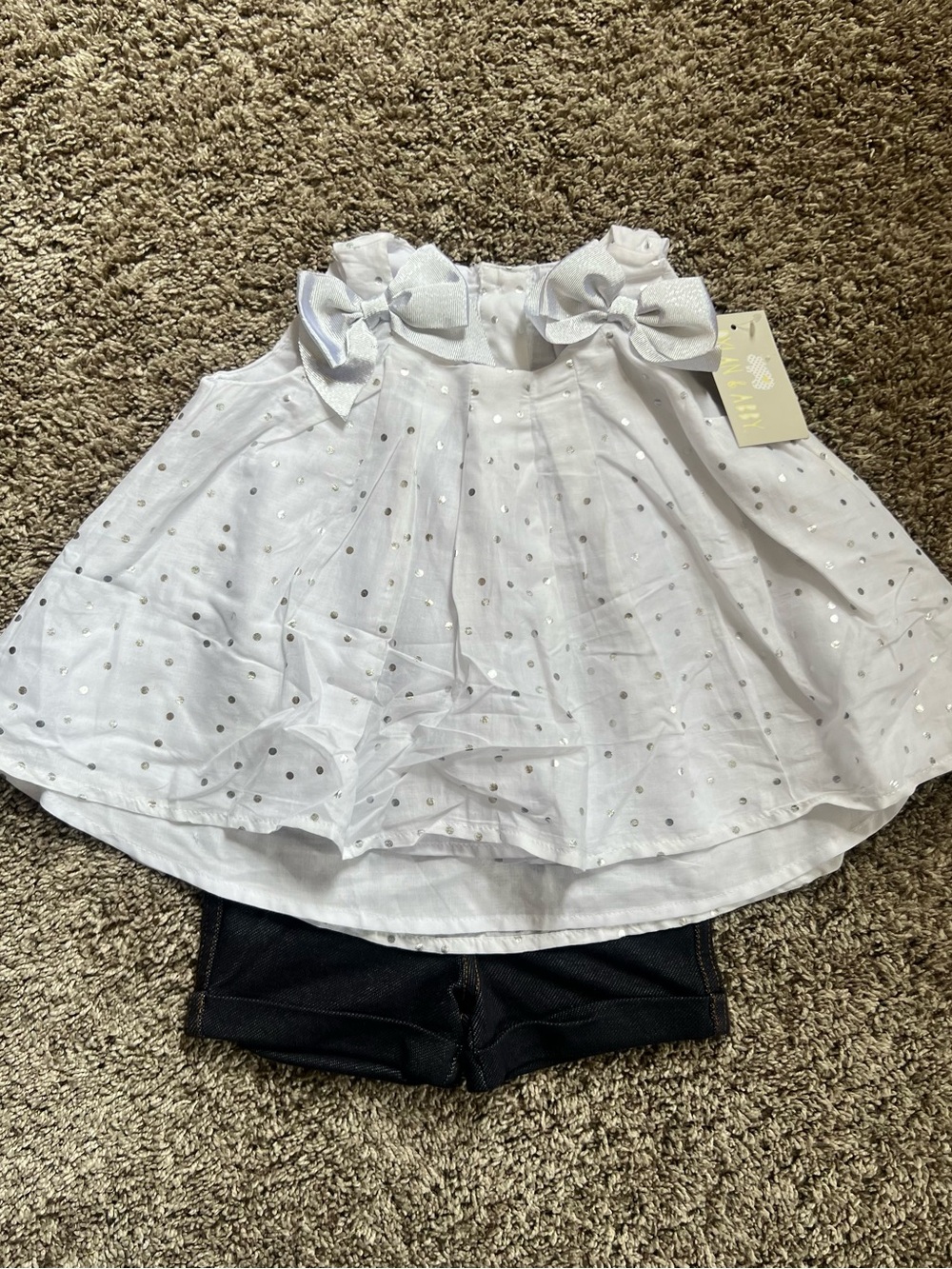 White Polka Dot Bow Tank Top for Girls - Kids